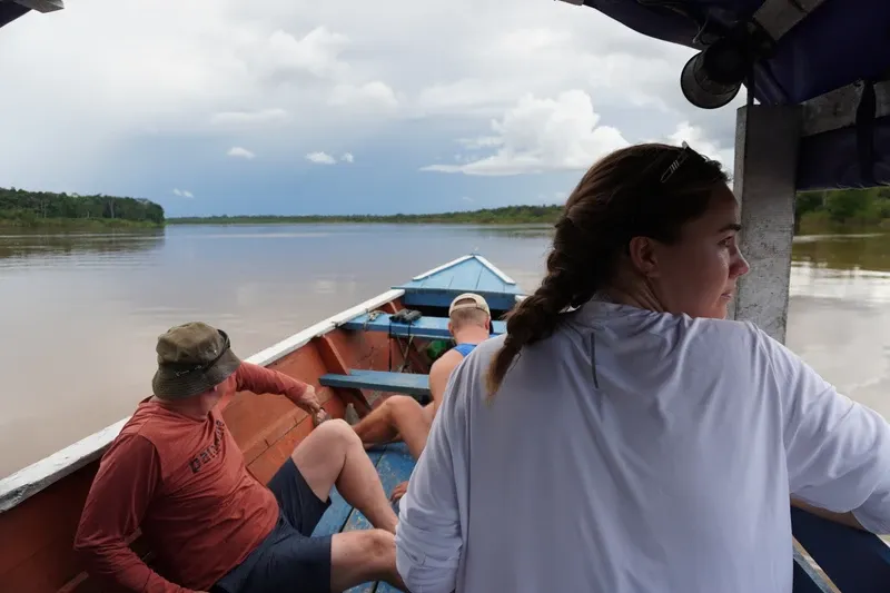 Boat at sunset on Lake Zacambú | | Amazon Jungle Trips