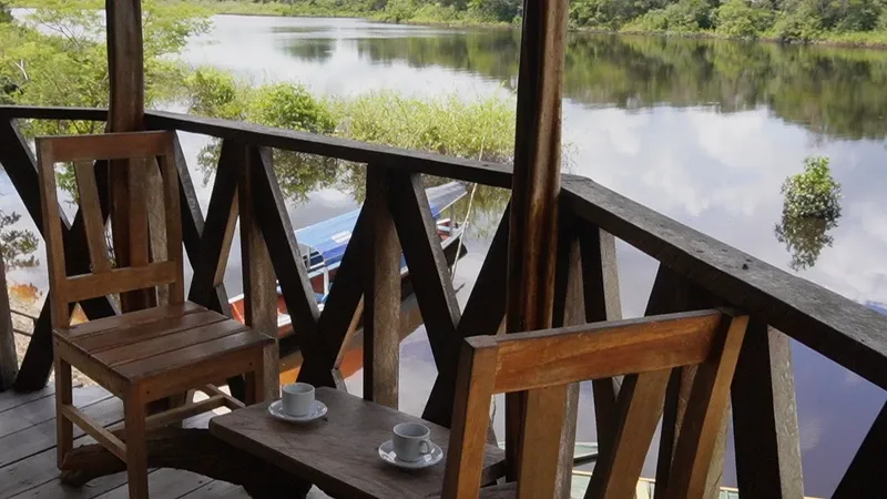 Terrace and coffee area for relaxing at Zacambú Eco Lodge | Amazon Jungle Trips