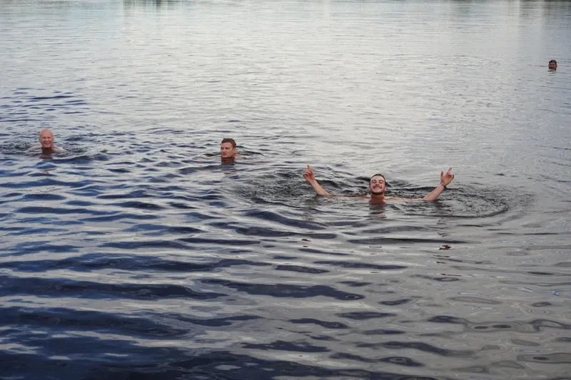 Travelers swimming in Lake Zacambú | Amazon Jungle Trips